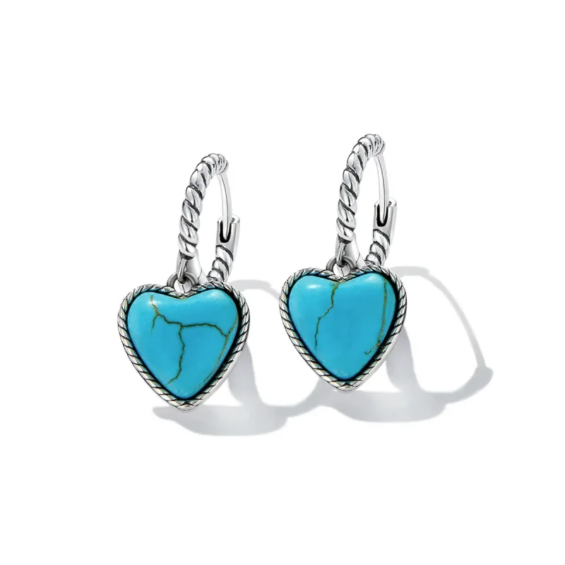 (image for) Pandora Style Love Turquoise Hoop Earrings - BSE589 - View 2
