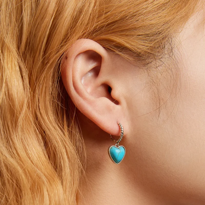 (image for) Pandora Style Love Turquoise Hoop Earrings - BSE589 - View 7