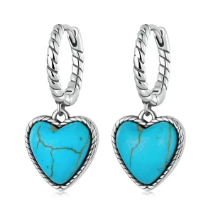 (image for) Pandora Style Love Turquoise Hoop Earrings - BSE589