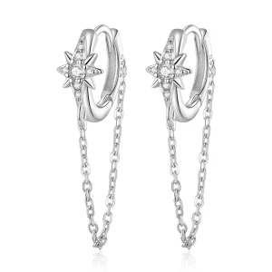 (image for) Pandora Style Mans Star Hoop Earrings - BSE699