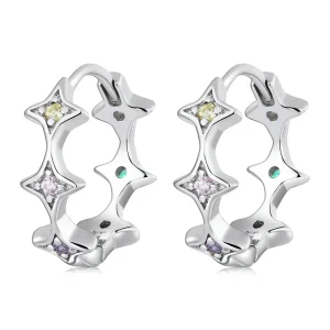 (image for) Pandora Style Mans Star Hoop Earrings - SCE1389