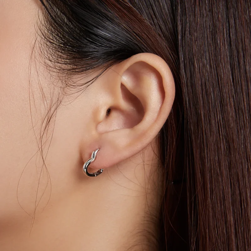 (image for) Pandora Style Metal Heart Hoop Earrings - SCE1174-A - View 4
