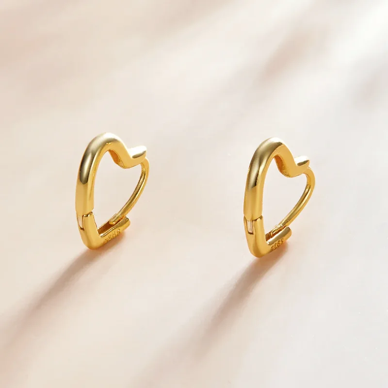 (image for) Pandora Style Metal Heart Hoop Earrings - SCE1174-B - View 2
