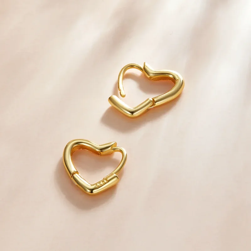 (image for) Pandora Style Metal Heart Hoop Earrings - SCE1174-B - View 3