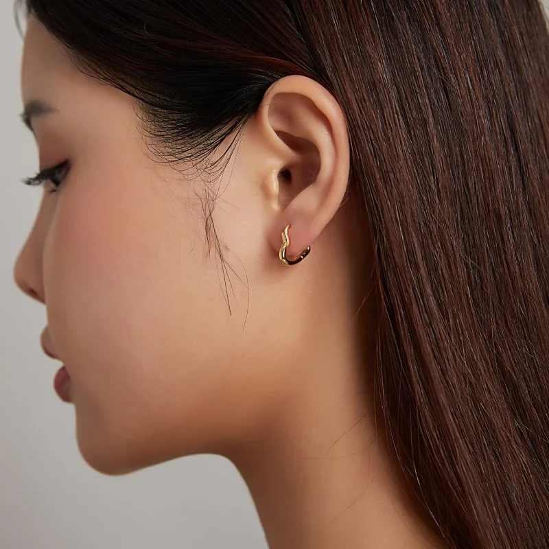 (image for) Pandora Style Metal Heart Hoop Earrings - SCE1174-B - View 4