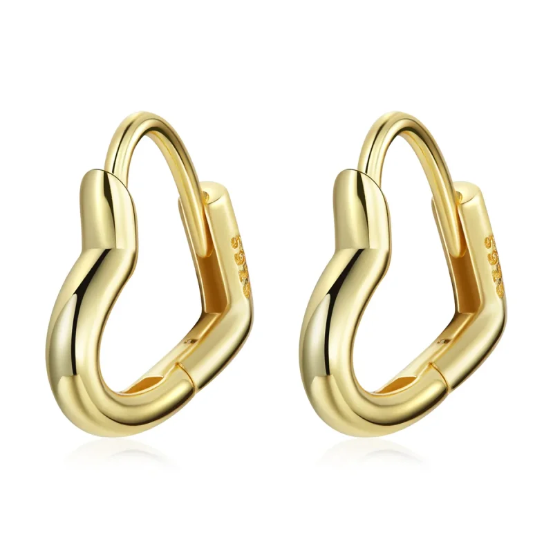 (image for) Pandora Style Metal Heart Hoop Earrings - SCE1174-B