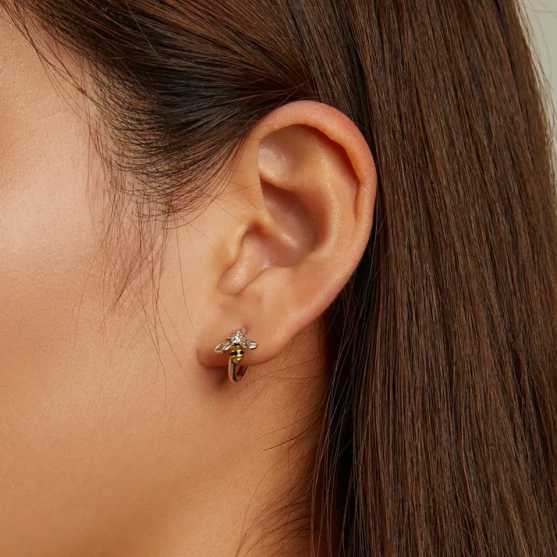 (image for) Pandora Style Mini Bee Hoop Earrings - SCE1337 - View 8