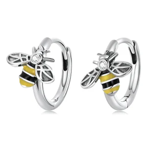 (image for) Pandora Style Mini Bee Hoop Earrings - SCE1337
