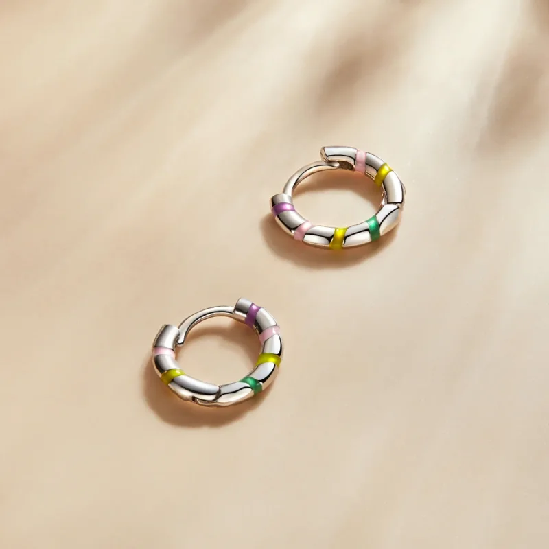 (image for) Pandora Style Mini Ribbon Hoop Earrings - SCE1284 - View 2