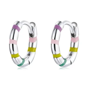 (image for) Pandora Style Mini Ribbon Hoop Earrings - SCE1284