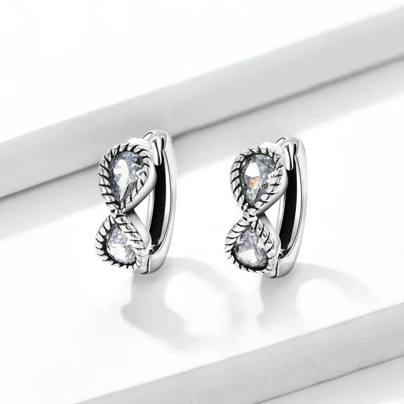 (image for) Pandora Style Minimalistic Infinity Symbol Hoop Earrings - BSE538 - View 2