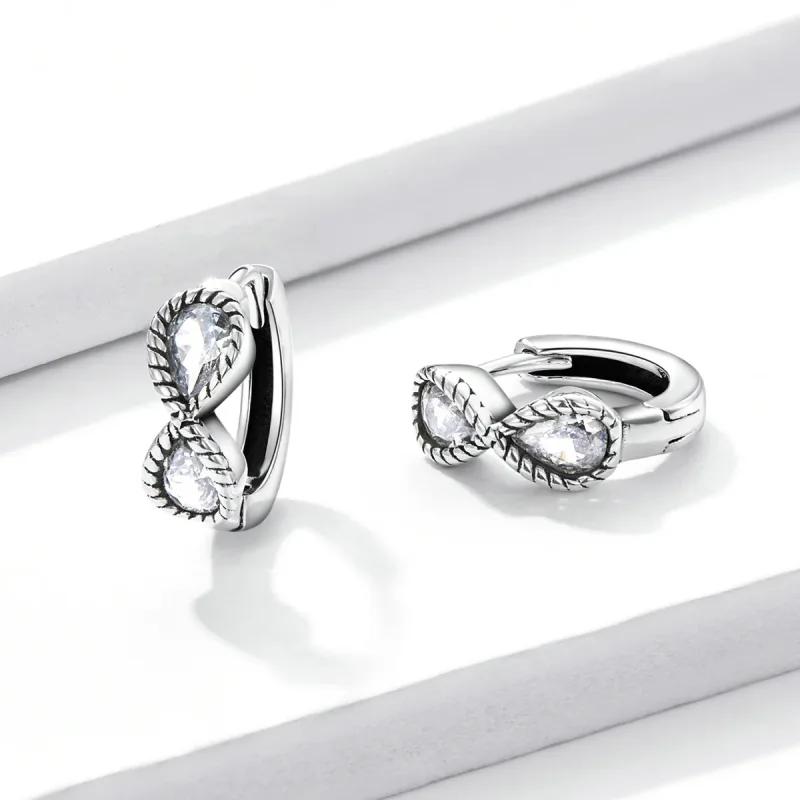 (image for) Pandora Style Minimalistic Infinity Symbol Hoop Earrings - BSE538 - View 3