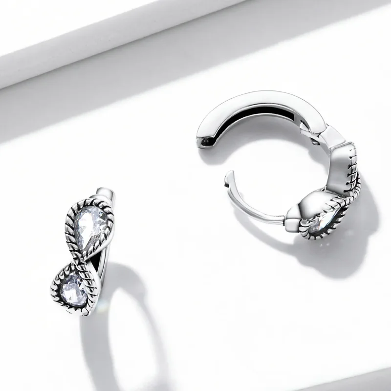 (image for) Pandora Style Minimalistic Infinity Symbol Hoop Earrings - BSE538 - View 4
