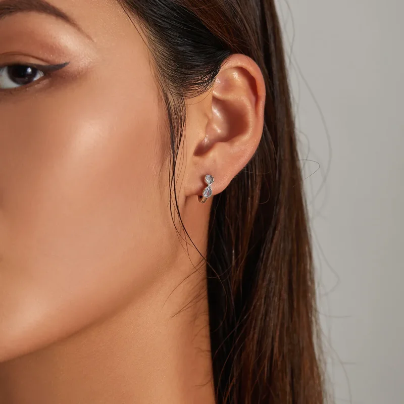 (image for) Pandora Style Minimalistic Infinity Symbol Hoop Earrings - BSE538 - View 7