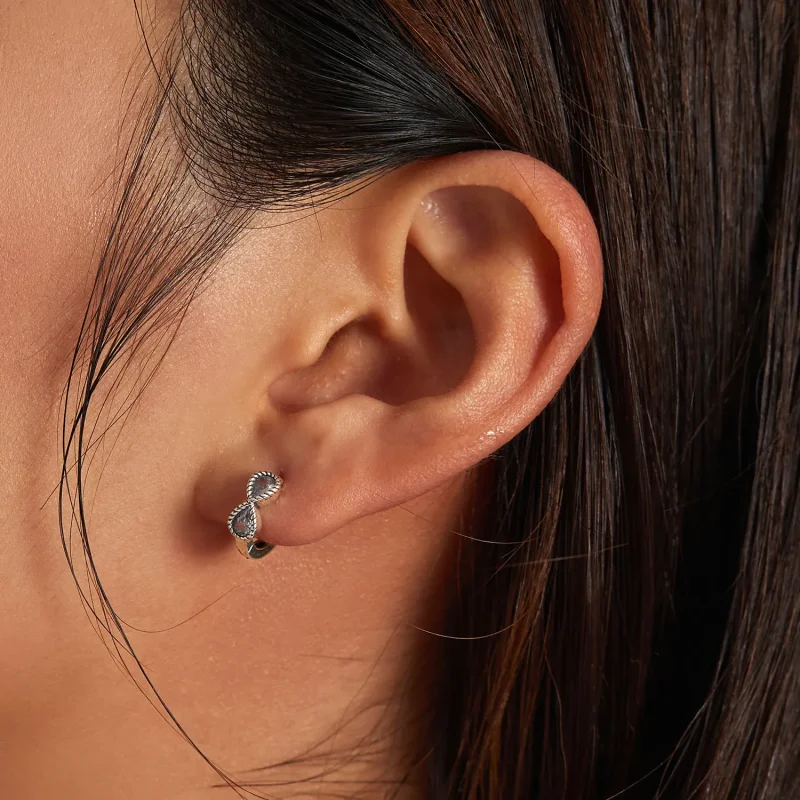(image for) Pandora Style Minimalistic Infinity Symbol Hoop Earrings - BSE538 - View 8