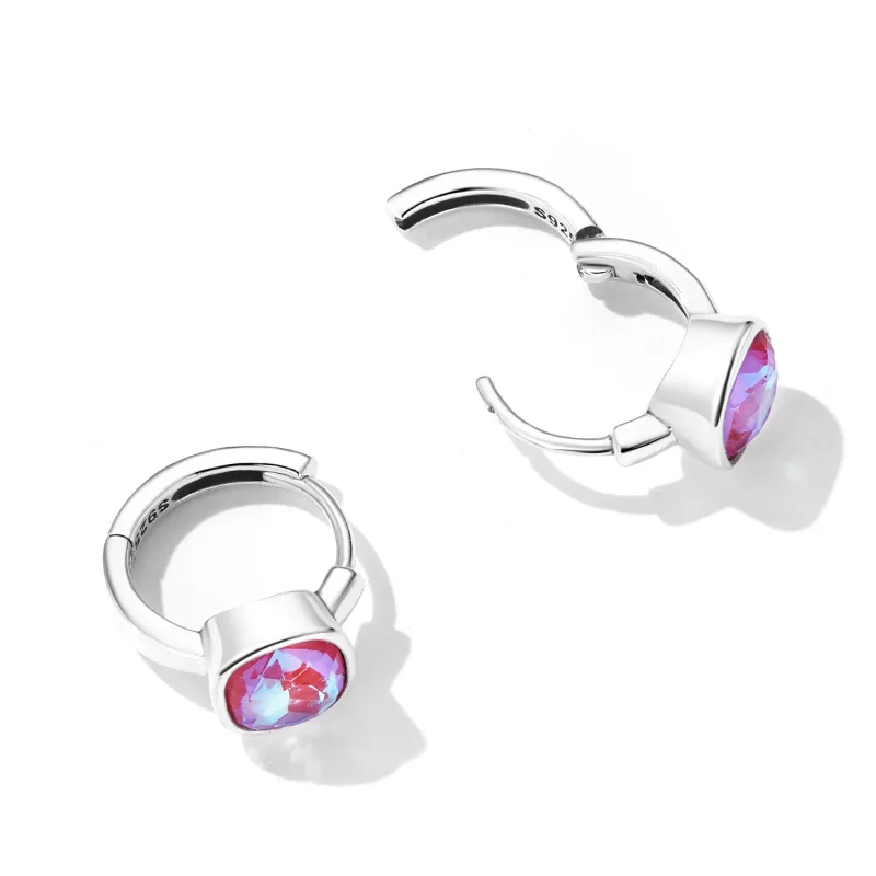 (image for) Pandora Style Mocha Fluorescent Hoop Earrings - SCE1412 - View 3