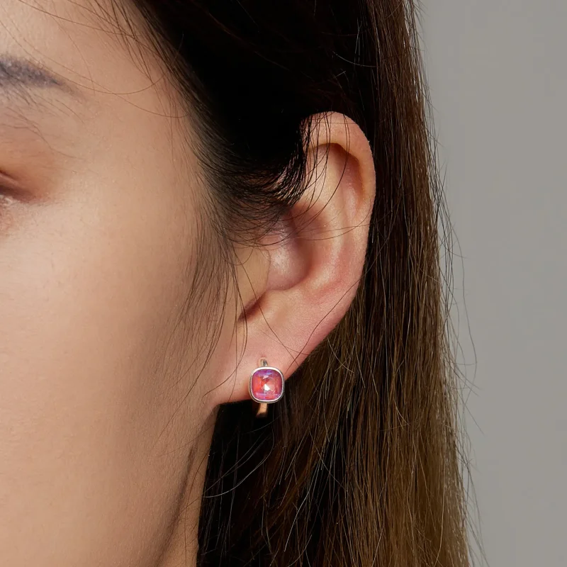 (image for) Pandora Style Mocha Fluorescent Hoop Earrings - SCE1412 - View 6