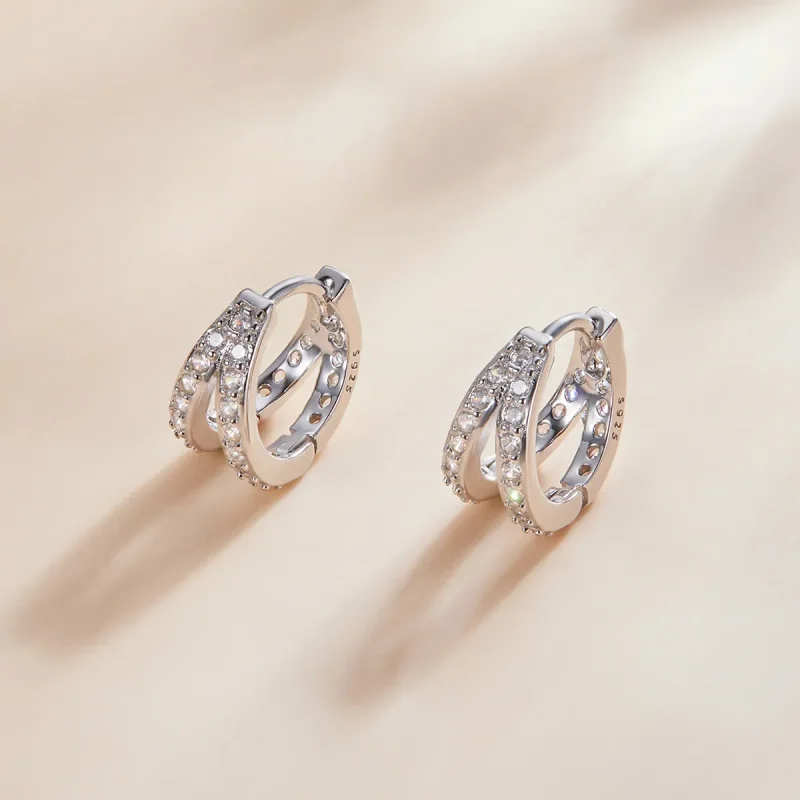 (image for) Pandora Style Modern Woman Hoop Earrings - SCE1187-A - View 2