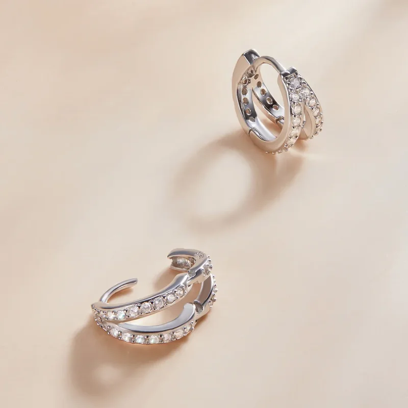 (image for) Pandora Style Modern Woman Hoop Earrings - SCE1187-A - View 3