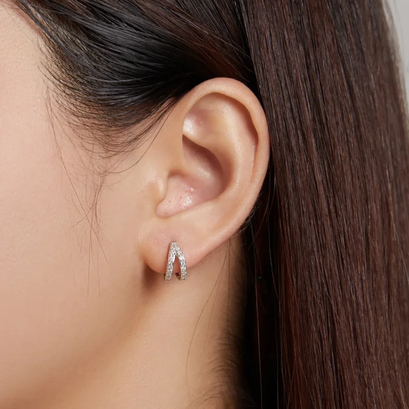 (image for) Pandora Style Modern Woman Hoop Earrings - SCE1187-A - View 4