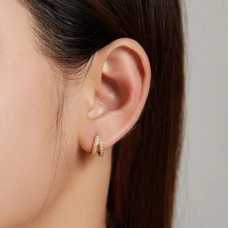 (image for) Pandora Style Modern Woman Hoop Earrings - SCE1187-B - View 4