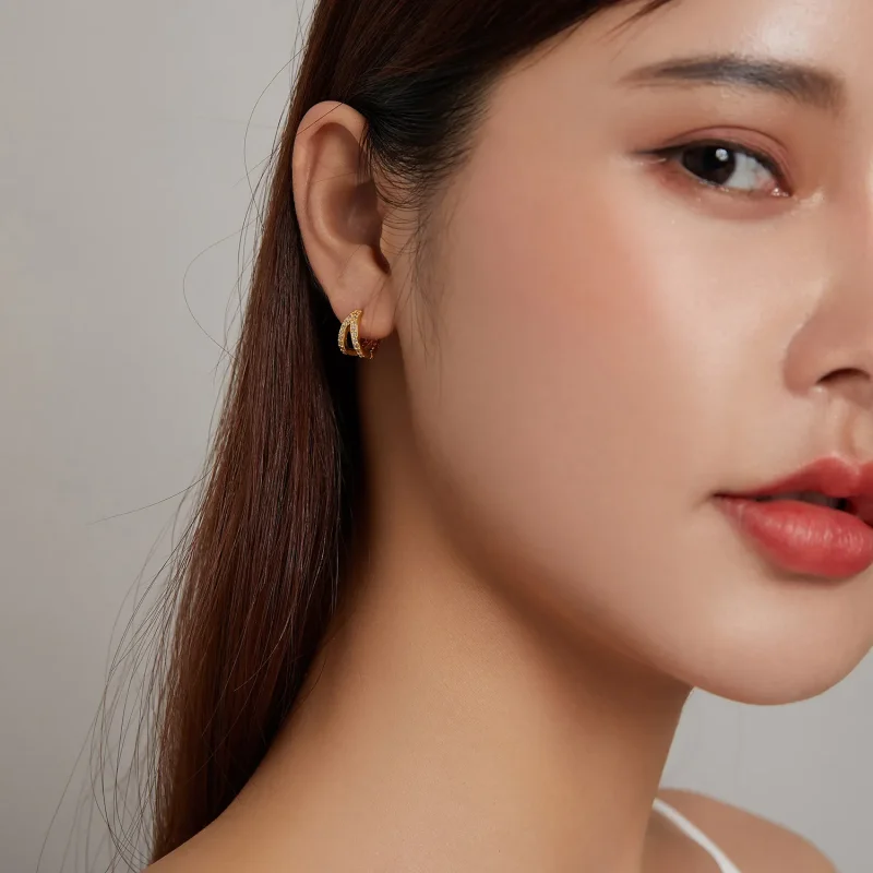 (image for) Pandora Style Modern Woman Hoop Earrings - SCE1187-B - View 6