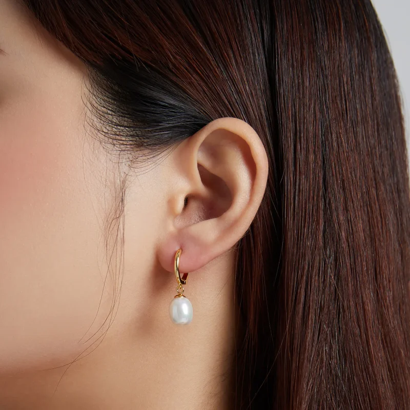 (image for) Pandora Style Mystic Spain - The Pearl Hoop Earrings - SCE1146 - View 4