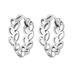 (image for) Pandora Style Openwork Out Leaves Hoop Earrings - SCE1461
