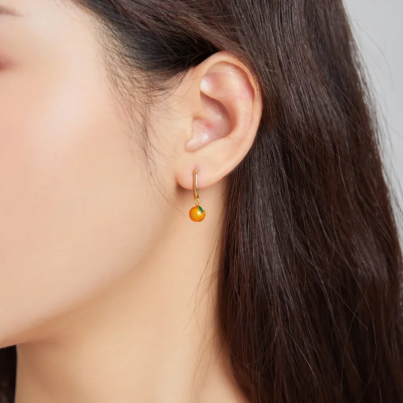 (image for) Pandora Style Orange Fun Hoop Earrings - SCE1078 - View 3