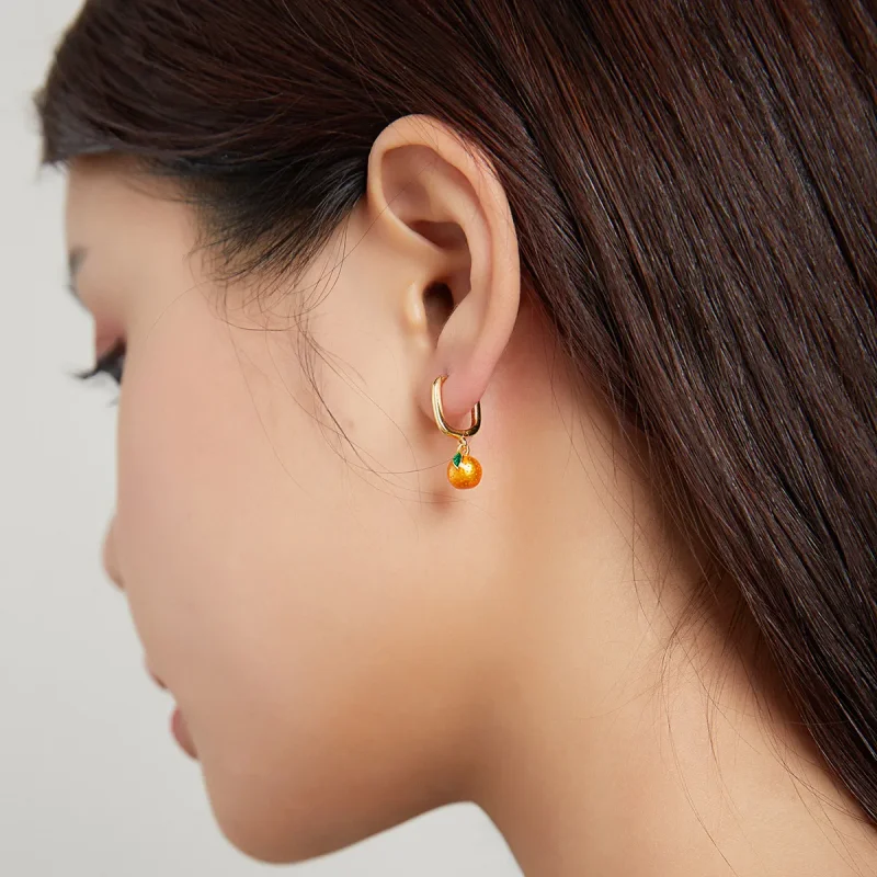 (image for) Pandora Style Orange Fun Hoop Earrings - SCE1078 - View 5