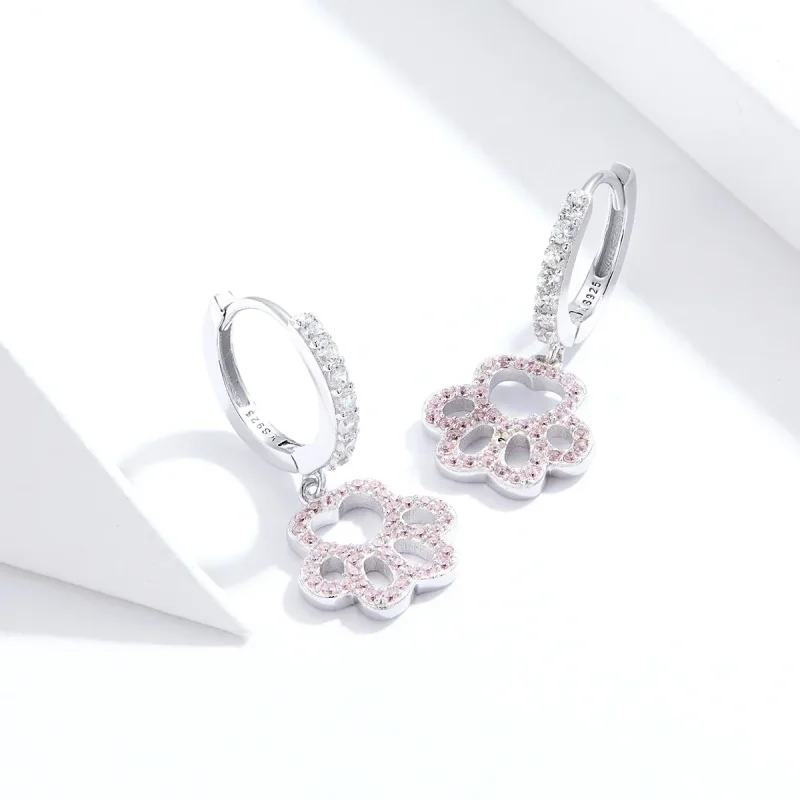 (image for) Pandora Style Pet Imprint Hoop Earrings - SCE771 - View 2