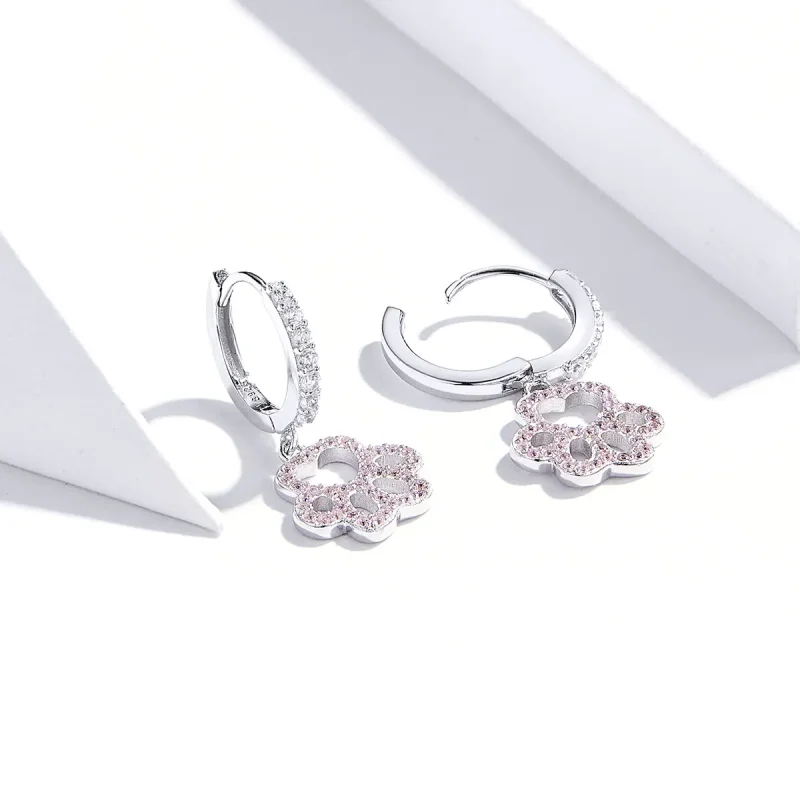 (image for) Pandora Style Pet Imprint Hoop Earrings - SCE771 - View 3