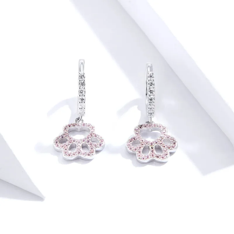 (image for) Pandora Style Pet Imprint Hoop Earrings - SCE771 - View 4