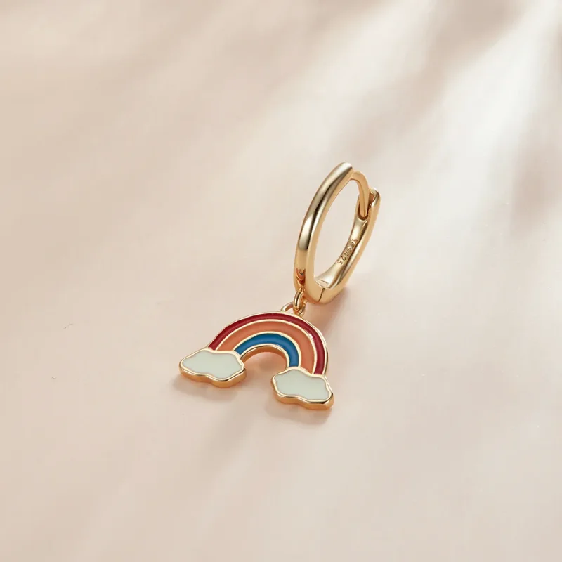 (image for) Pandora Style Pop Rainbow Hoop Earrings - SCE1238 - View 2