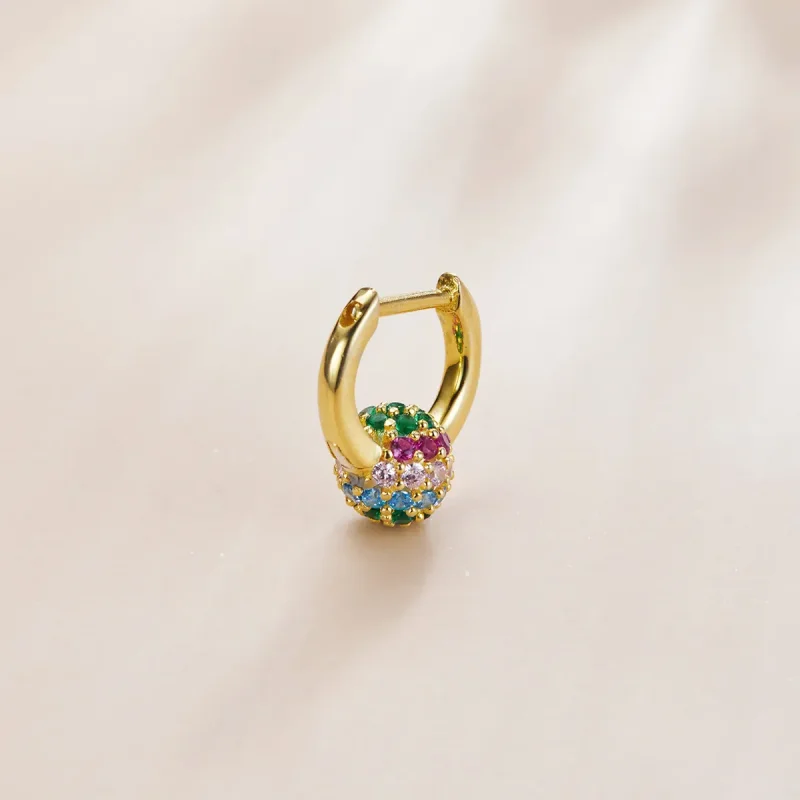 (image for) Pandora Style Rainbow Ball Hoop Earrings - SCE1100 - View 3