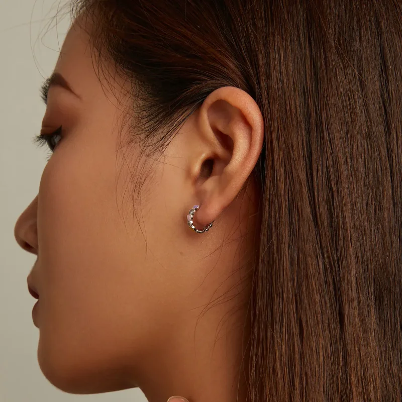 (image for) Pandora Style Rainbow Heart Hoop Earrings - SCE1342 - View 7