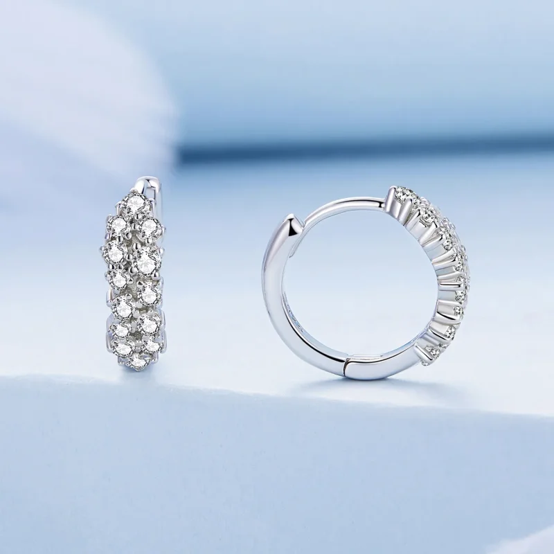(image for) Pandora Style Refined Zircon Hoop Earrings - BSE730 - View 2