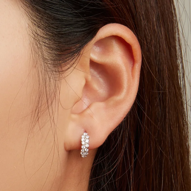 (image for) Pandora Style Refined Zircon Hoop Earrings - BSE730 - View 5
