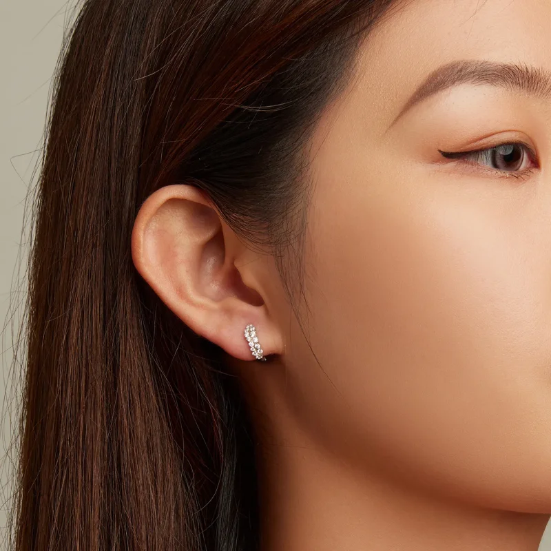(image for) Pandora Style Refined Zircon Hoop Earrings - BSE730 - View 6