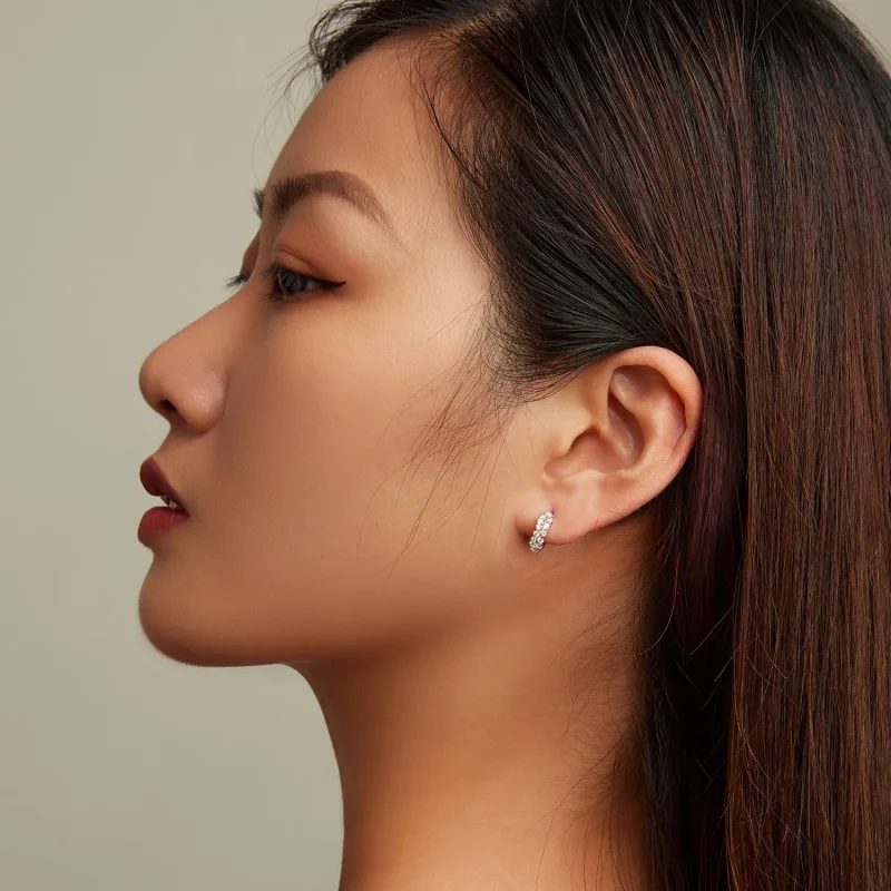 (image for) Pandora Style Refined Zircon Hoop Earrings - BSE730 - View 7