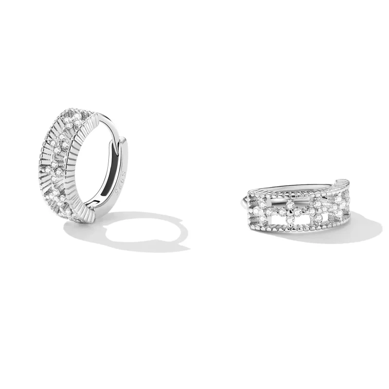 (image for) Pandora Style Refined Zircon Hoop Earrings - SCE1460 - View 2