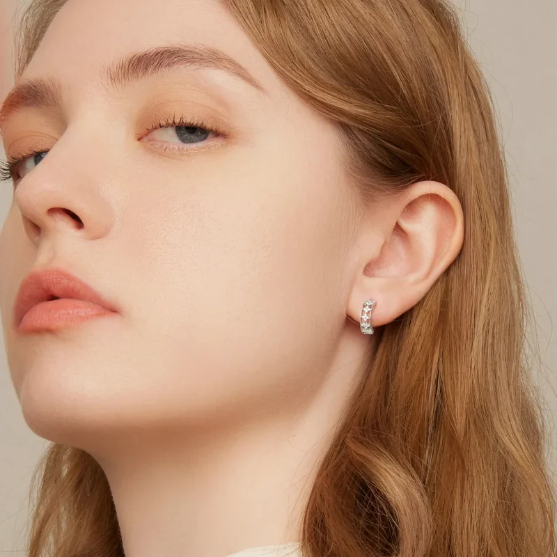 (image for) Pandora Style Refined Zircon Hoop Earrings - SCE1460 - View 6