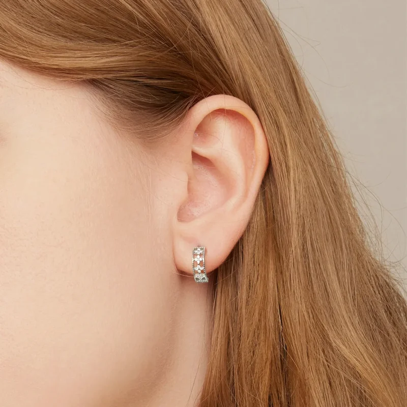 (image for) Pandora Style Refined Zircon Hoop Earrings - SCE1460 - View 7
