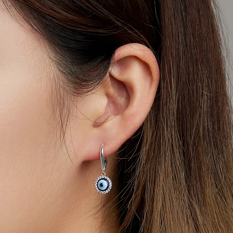 (image for) Pandora Style Resin Devil Eye Hoop Earrings - BSE638 - View 5
