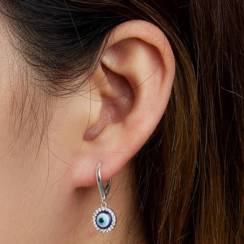 (image for) Pandora Style Resin Devil Eye Hoop Earrings - BSE638 - View 7