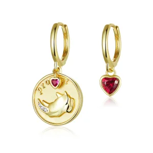 (image for) Pandora Style Rhino and Heart Hoop Earrings - BSE369-R