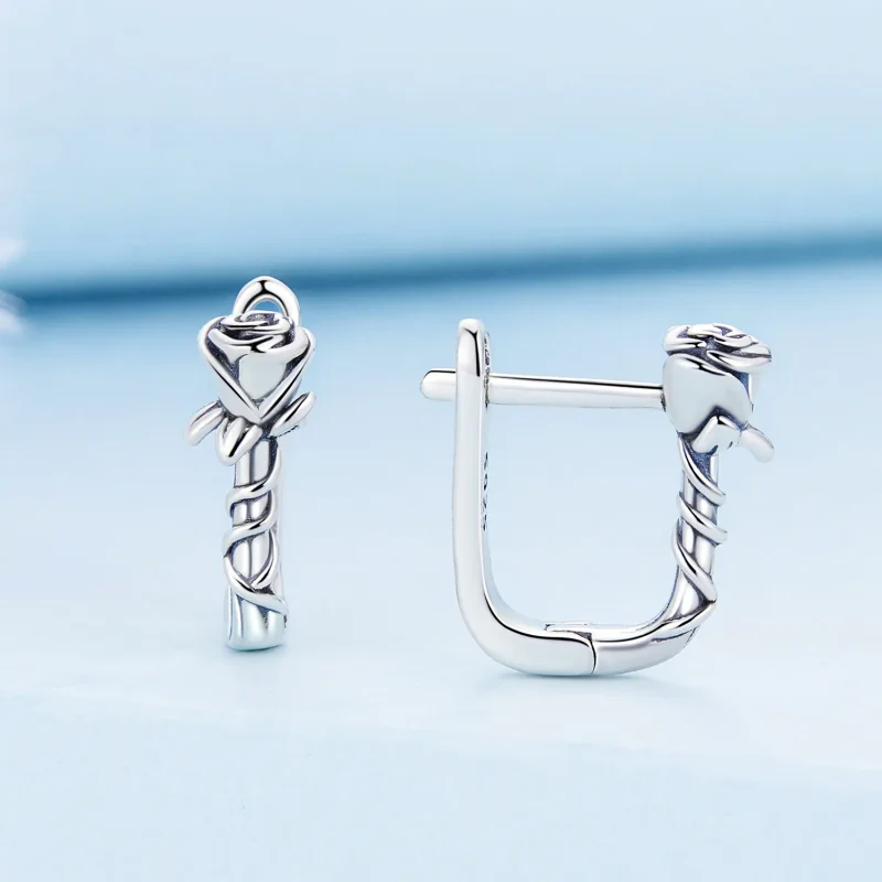 (image for) Pandora Style Roses Hoop Earrings - BSE716 - View 2