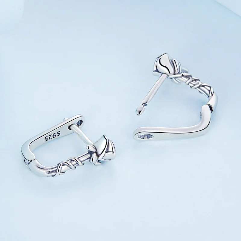 (image for) Pandora Style Roses Hoop Earrings - BSE716 - View 3