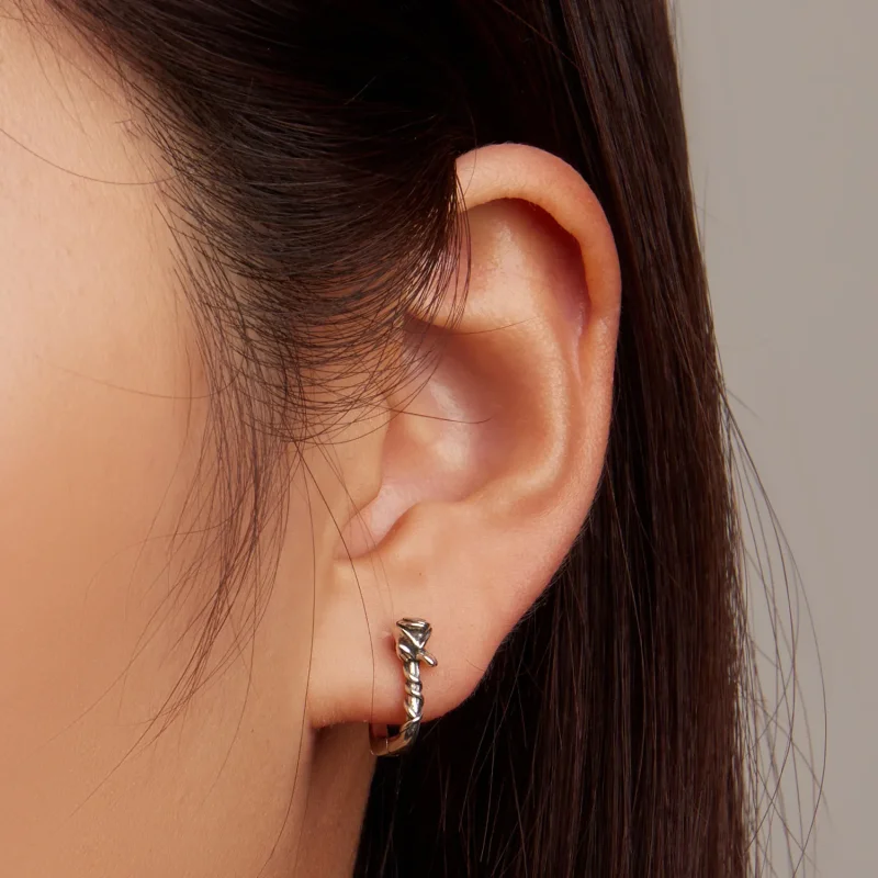 (image for) Pandora Style Roses Hoop Earrings - BSE716 - View 5