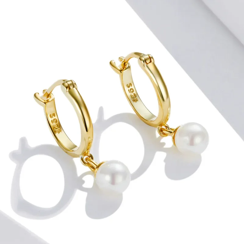 (image for) Pandora Style Shell Beads Hoop Earrings - SCE1257 - View 3